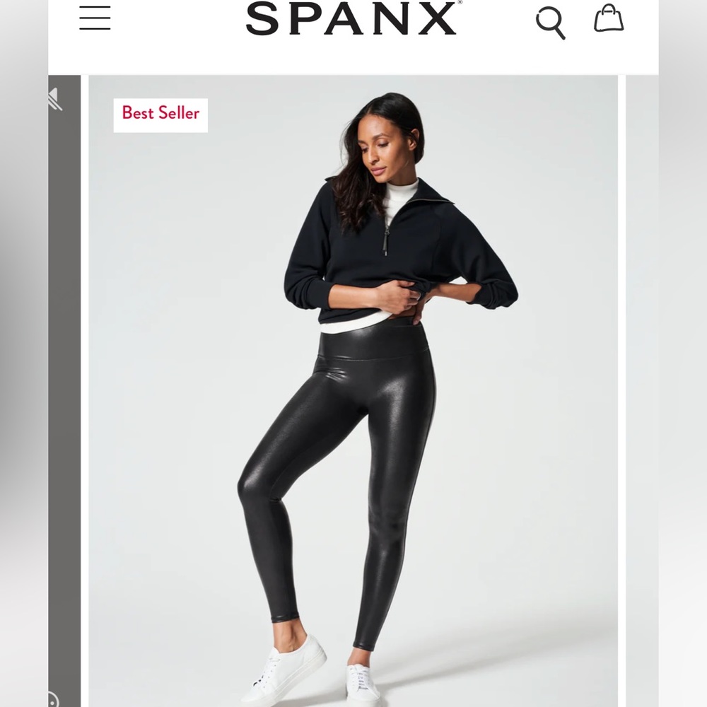 Spanx faux leather leggings, medium